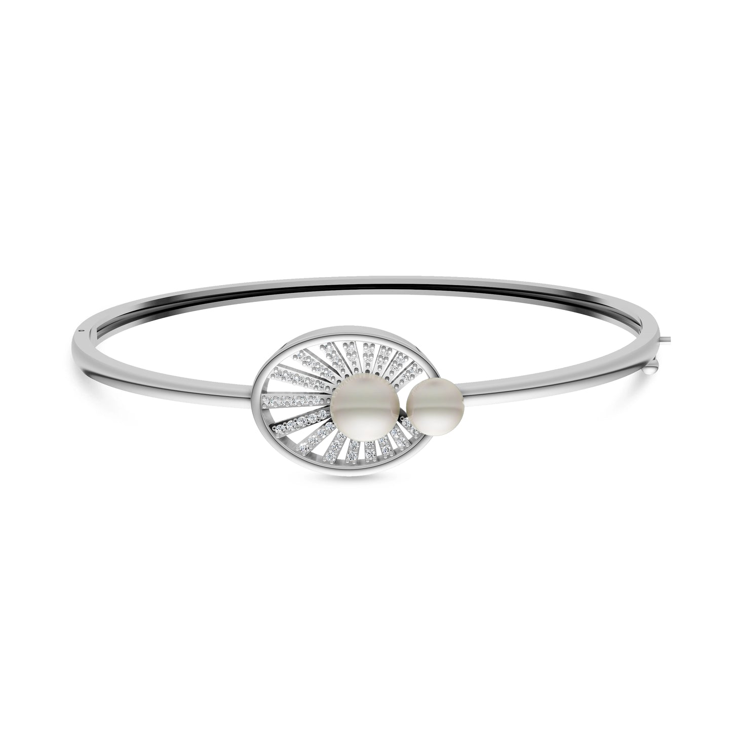 Elegant Silver shell and pearl Kada 