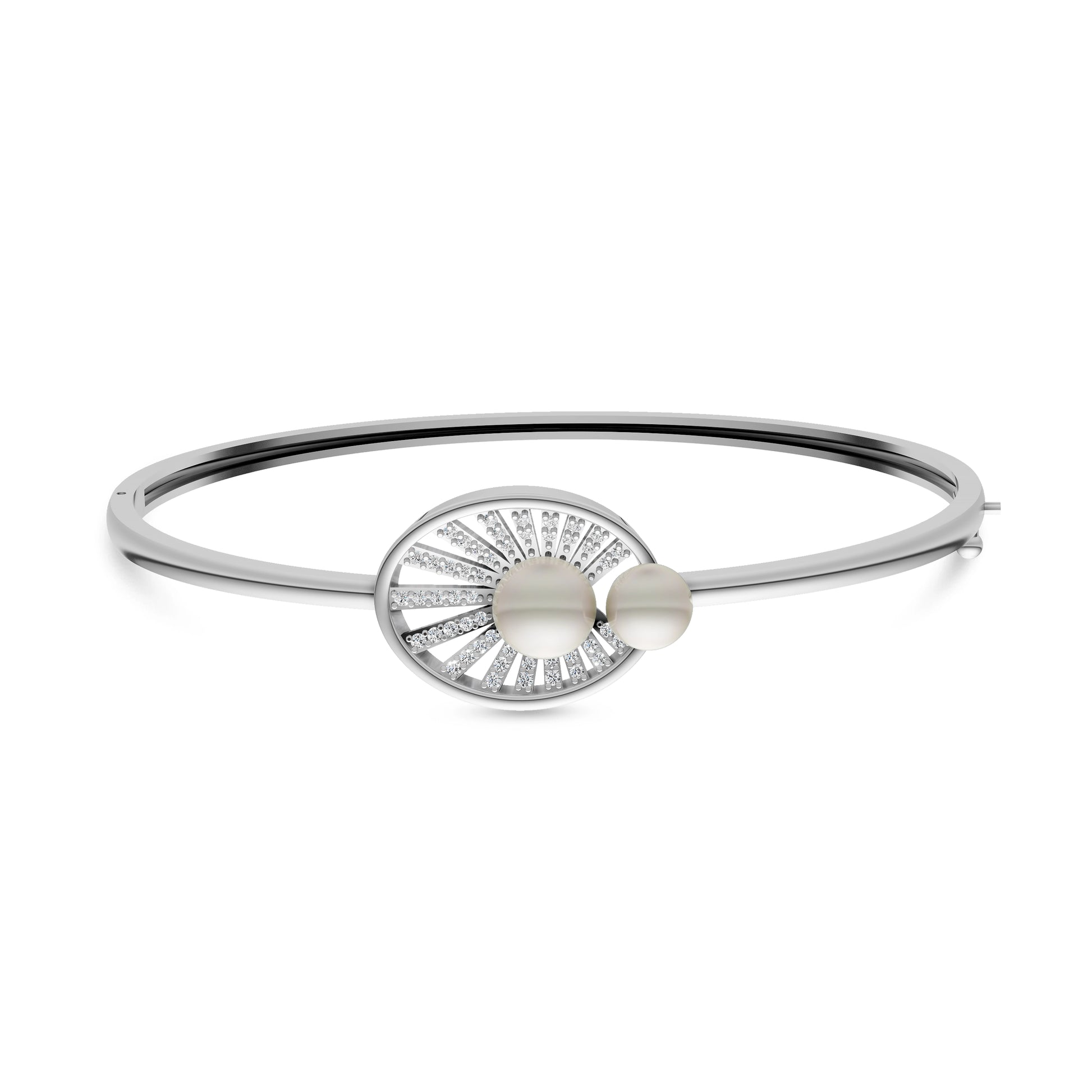 Elegant Silver shell and pearl Kada 