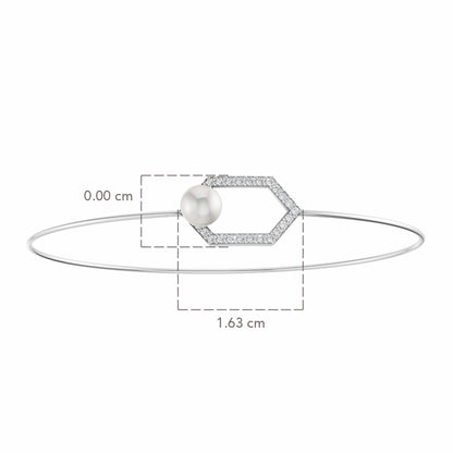 Hexa Lock Pearl & 92.5 Silver Kada/Bracelet