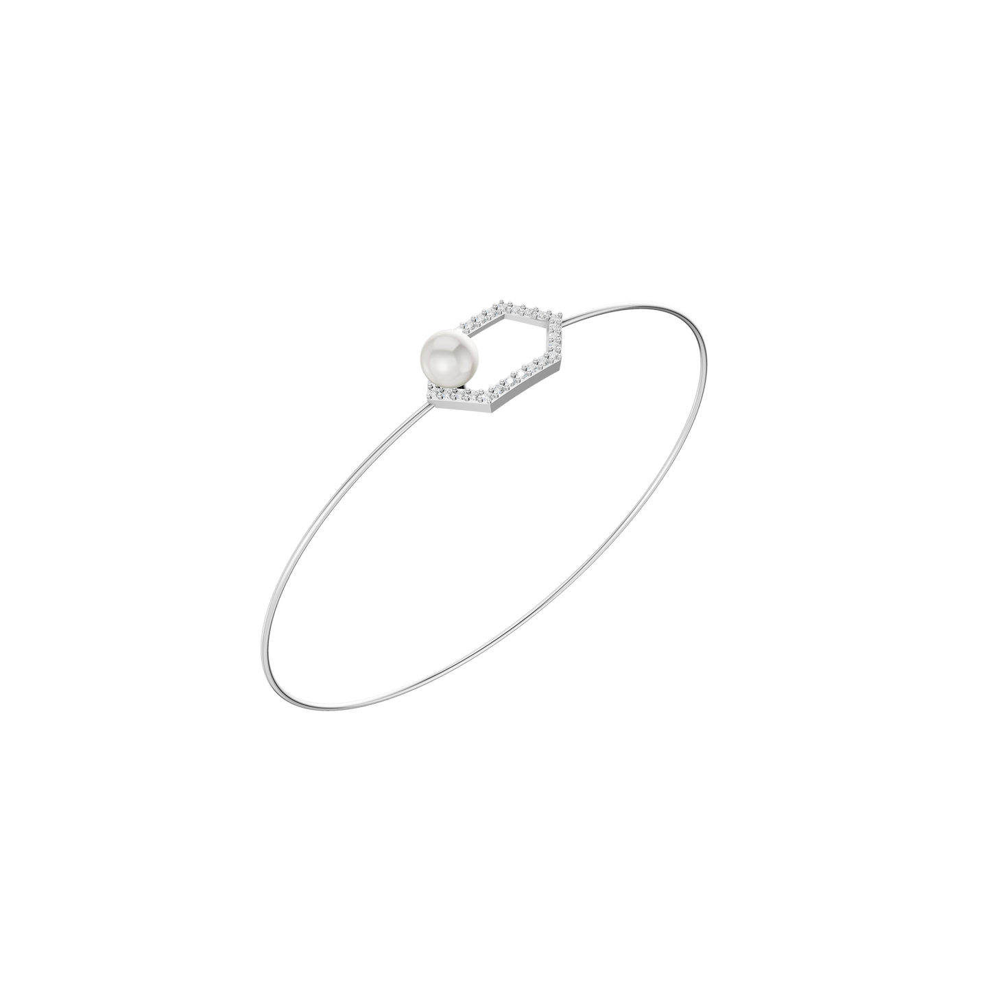 Hexa Lock Pearl & 92.5 Silver Kada/Bracelet