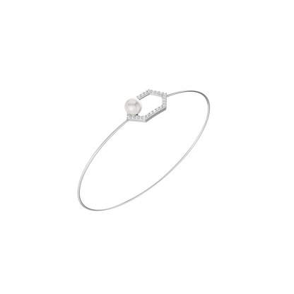 Hexa Lock Pearl & 92.5 Silver Kada/Bracelet