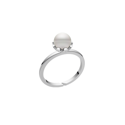 Sepala Solitaire Pearl & 92.5 Silver Finger Ring