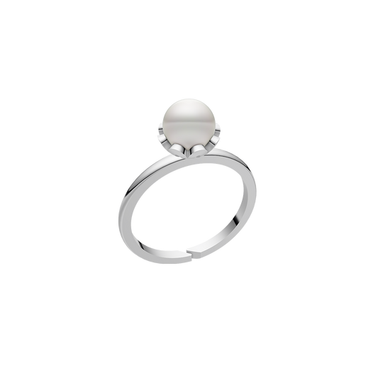Sepala Solitaire Pearl & 92.5 Silver Finger Ring