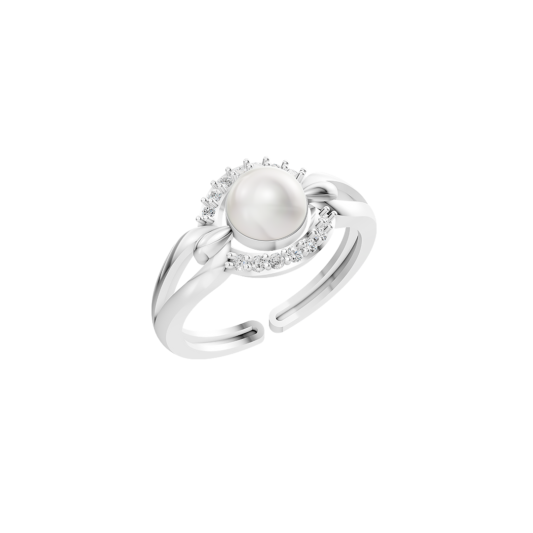 Allure Pearls & 92.5 Silver Finger Ring