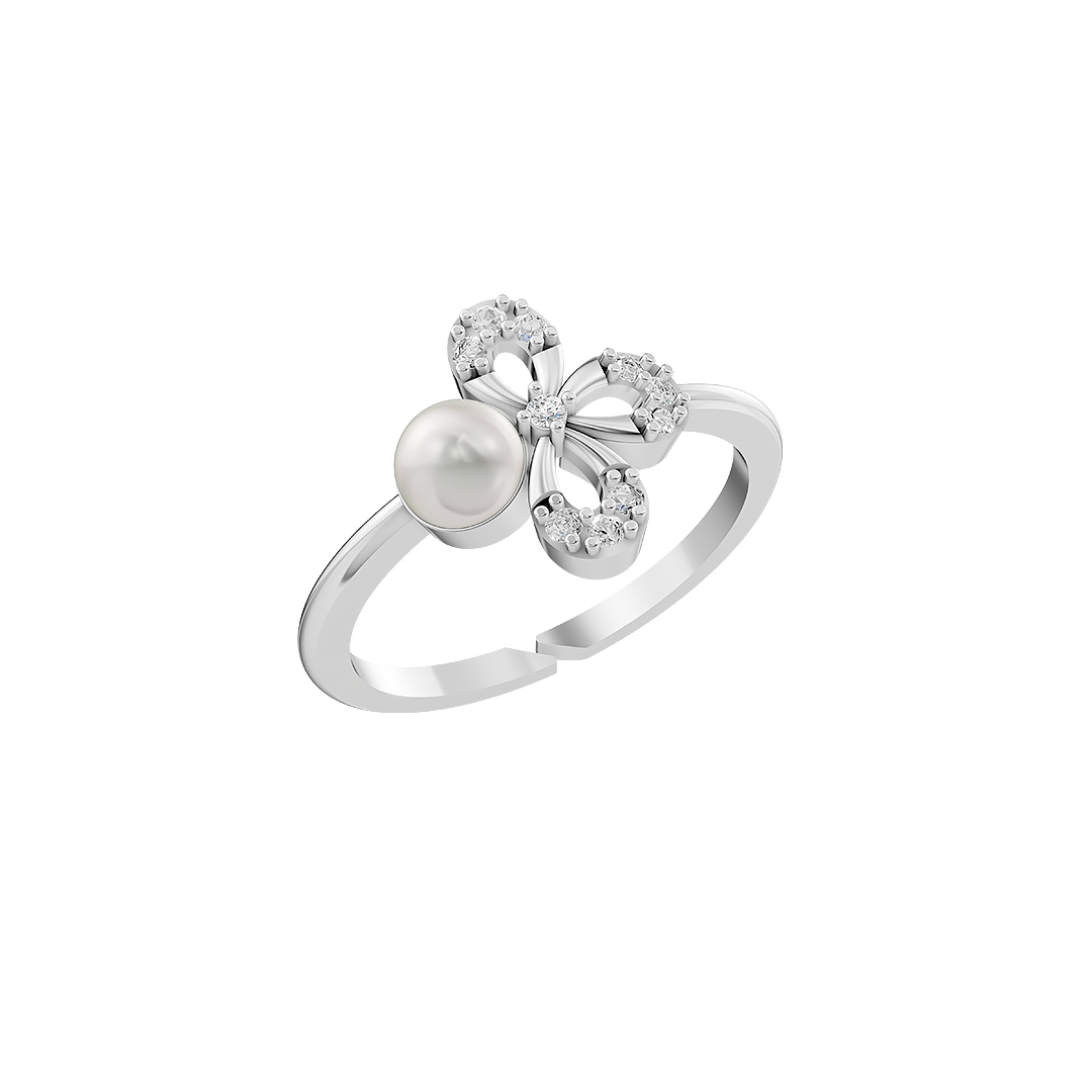 Trillium Pearl & 92.5 Silver Finger Ring