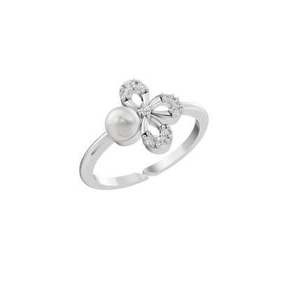 Trillium Pearl & 92.5 Silver Finger Ring