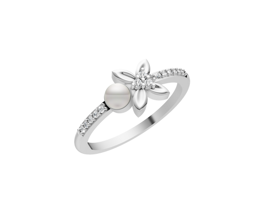 Aurelia Pearl & 92.5 Silver Finger Ring