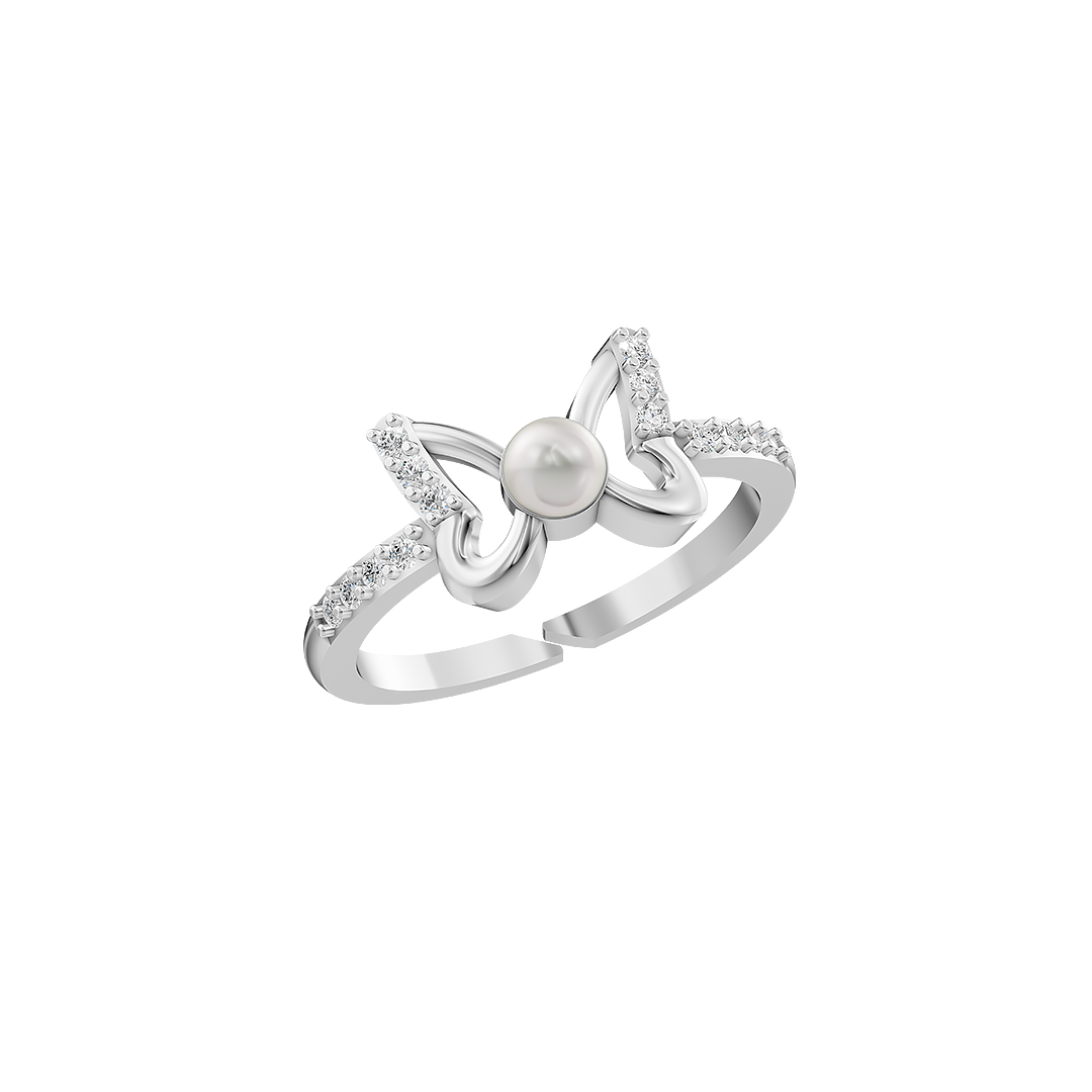 Flutter Pearl &  92.5 Silver Finger Ring