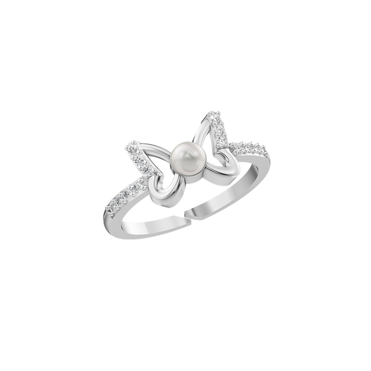 Flutter Pearl &  92.5 Silver Finger Ring