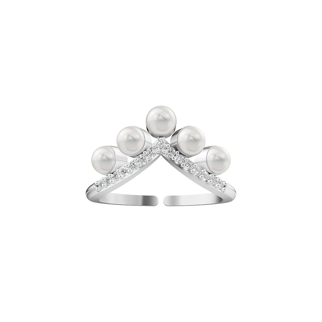 Tiara Pearl & 92.5 Silver Finger Ring