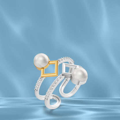 Lyra 92.5 Silver & Gold Plated Finger Ring