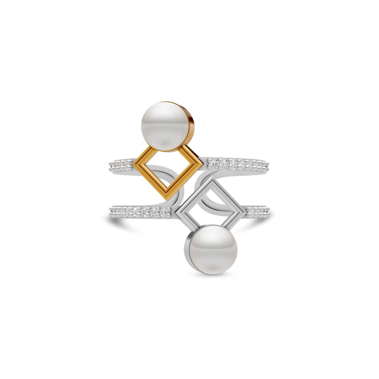 Lyra 92.5 Silver & Gold Plated Finger Ring