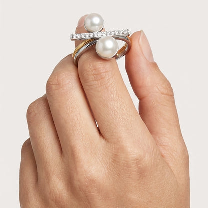 Rayna 92.5 Silver & Gold Plated Finger Ring