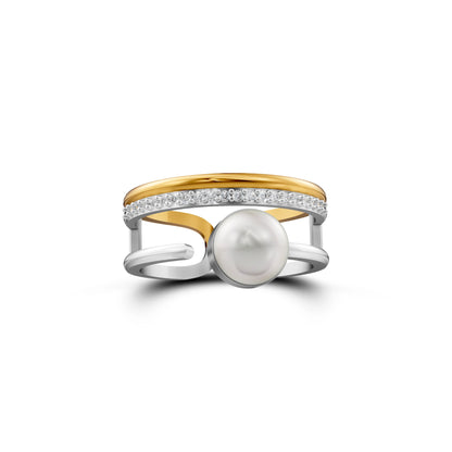 Tesa 92.5 Silver and Gold Plated Finger Ring