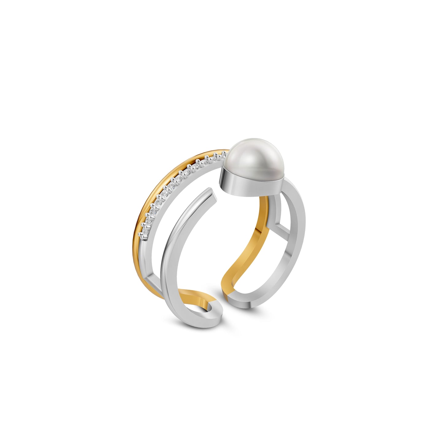Tesa 92.5 Silver and Gold Plated Finger Ring