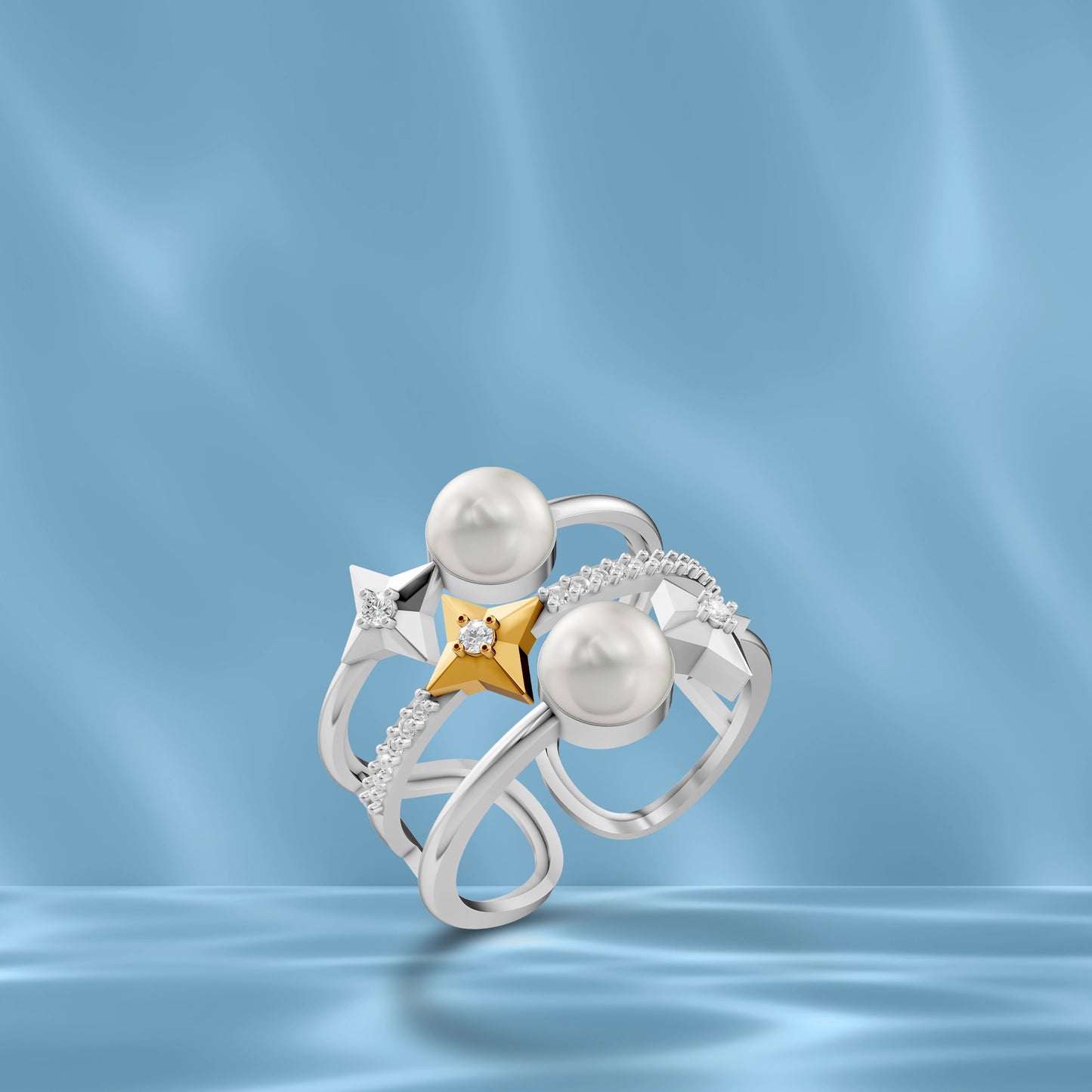 Stellar 92.5 Silver & Gold Plated Finger Ring