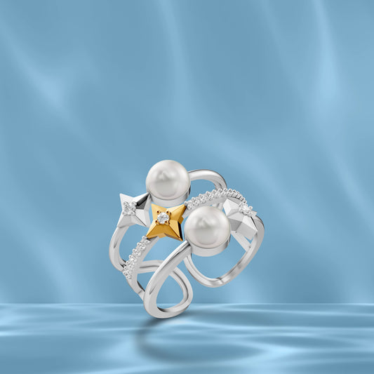 Stellar 92.5 Silver & Gold Plated Finger Ring