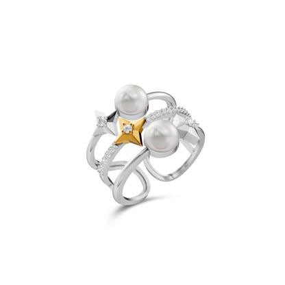 Stellar 92.5 Silver & Gold Plated Finger Ring