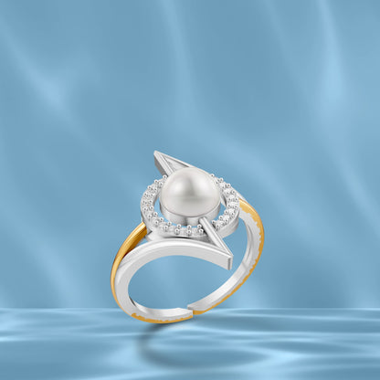 Stunning Nova 92.5 Silver And Gold Plated Finger Ring Elegant Design
