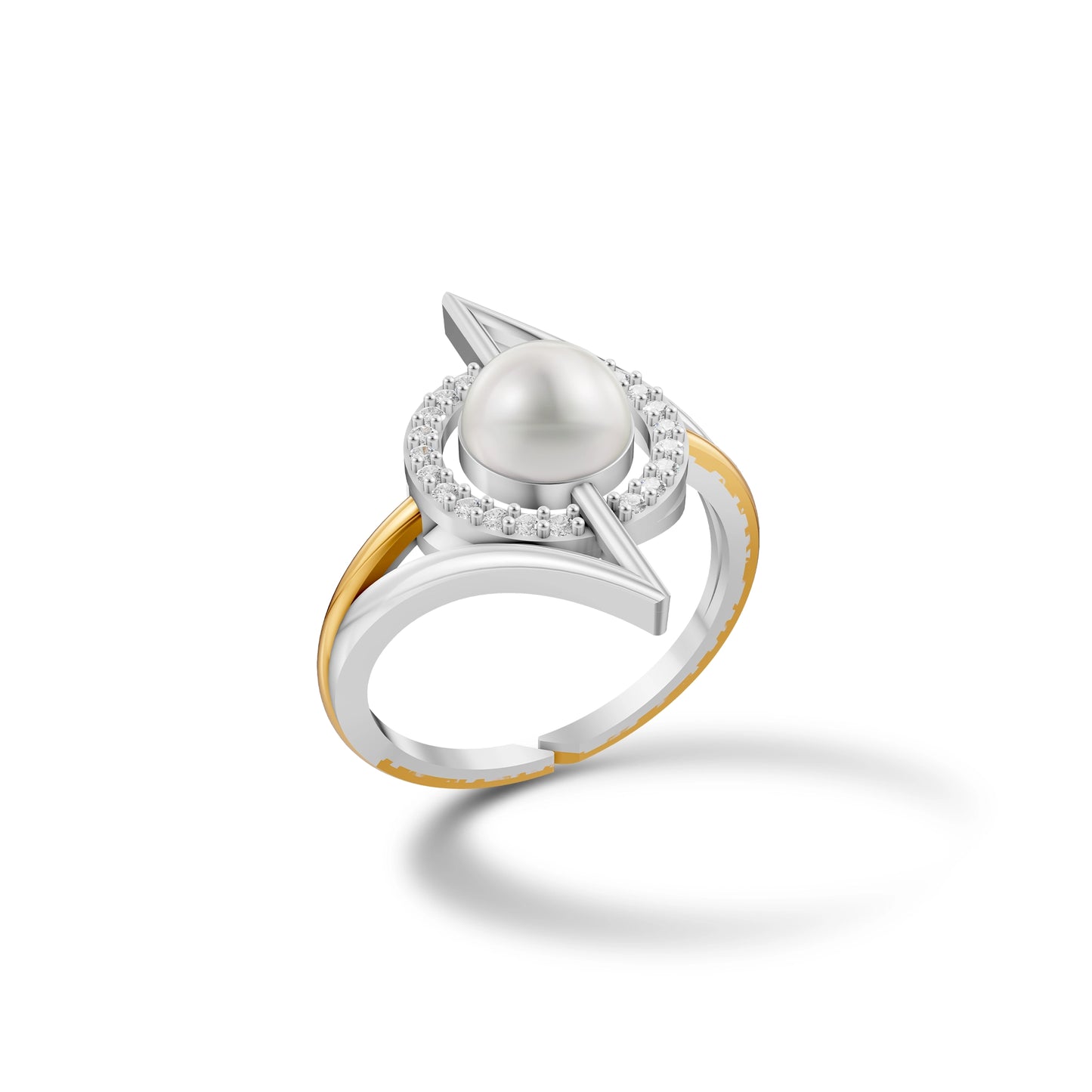 Nova 92.5 Silver And Gold Plated Finger Ring Elegant Design For Women
