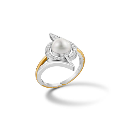 Nova 92.5 Silver And Gold Plated Finger Ring Elegant Design For Women