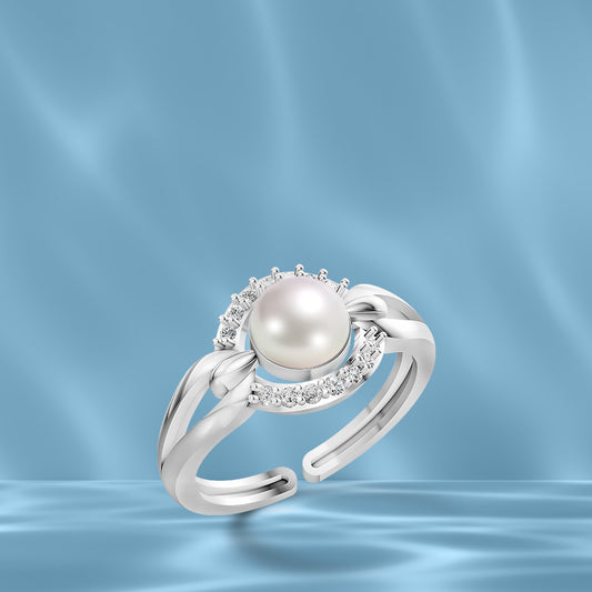Allure Pearls & 92.5 Silver Finger Ring