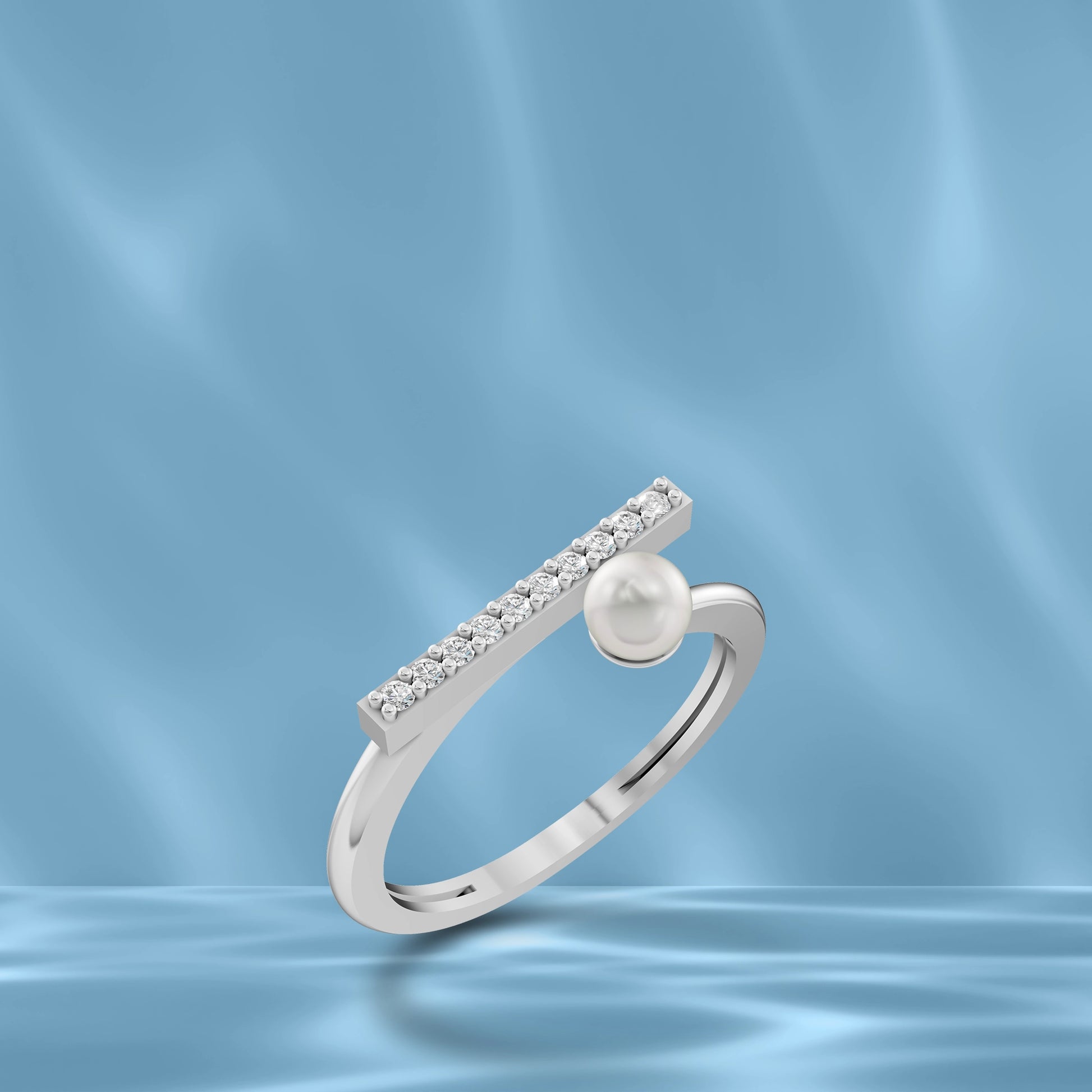 Gleam 92.5 silver freshwater pearl finger ring for women