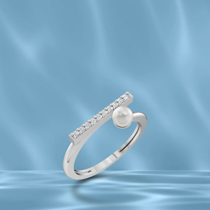 Gleam 92.5 silver freshwater pearl finger ring for women