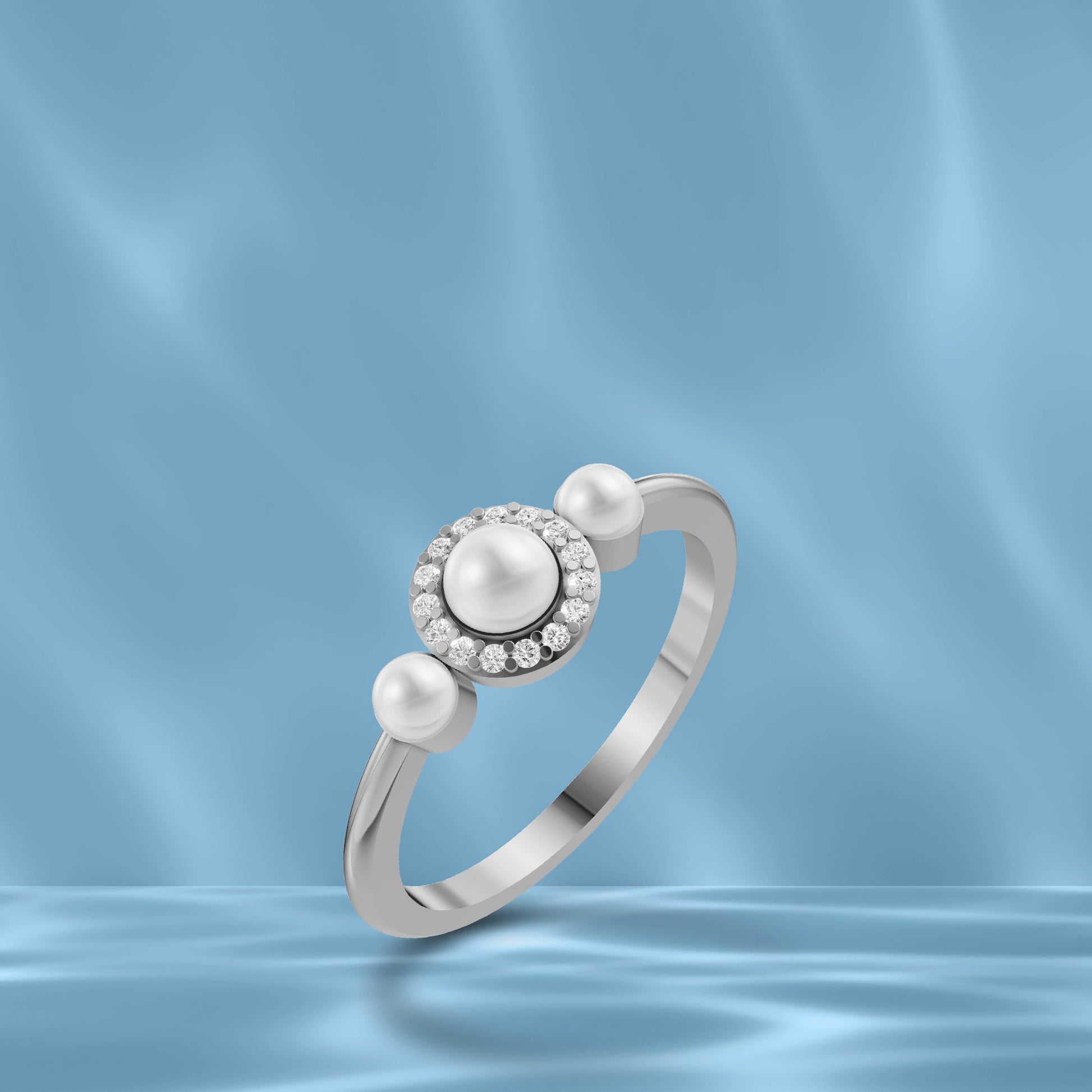 Aura 92.5 silver freshwater pearl finger ring