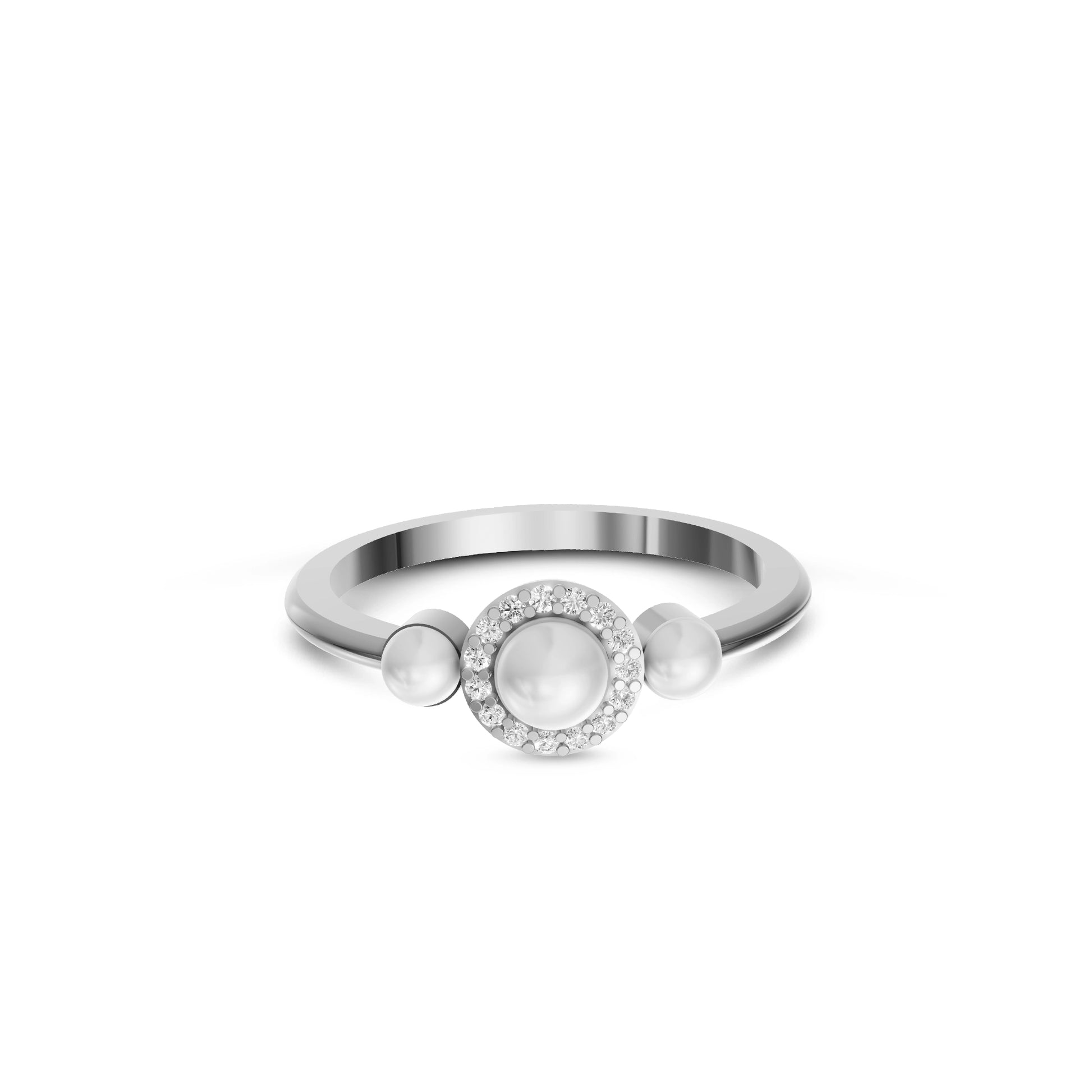 Elegant Aura pearl silver ring side angle