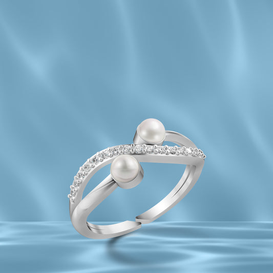 Harmony Pearl & 92.5 Silver Finger Ring