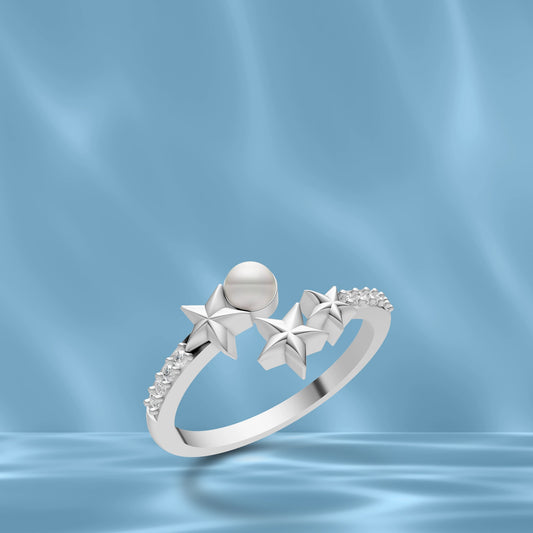 Starlet 92.5 Silver & Freshwater Pearls Finger Ring