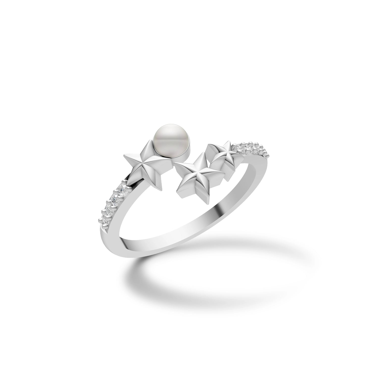 Starlet 92.5 Silver & Freshwater Pearls Finger Ring