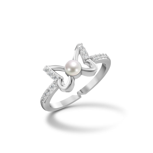 Flutter Pearl &  92.5 Silver Finger Ring
