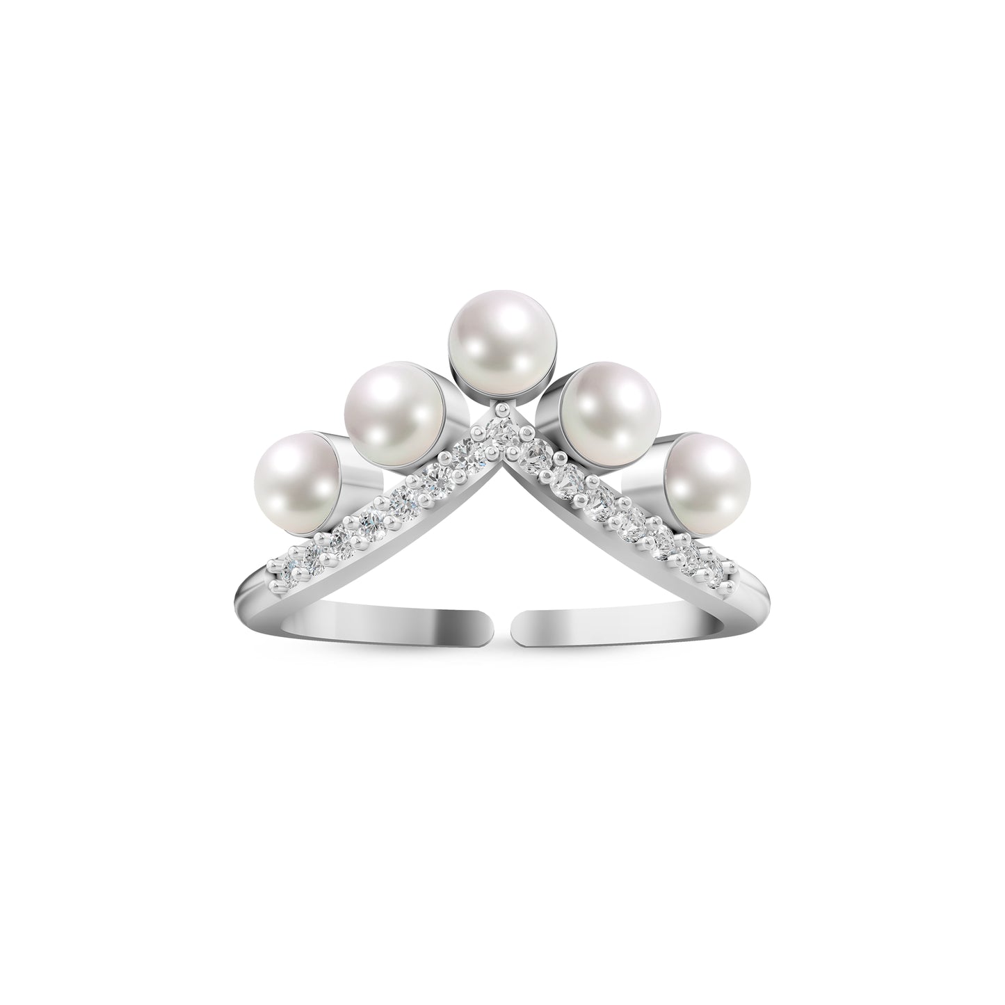 Tiara pearl silver ring premium detailing