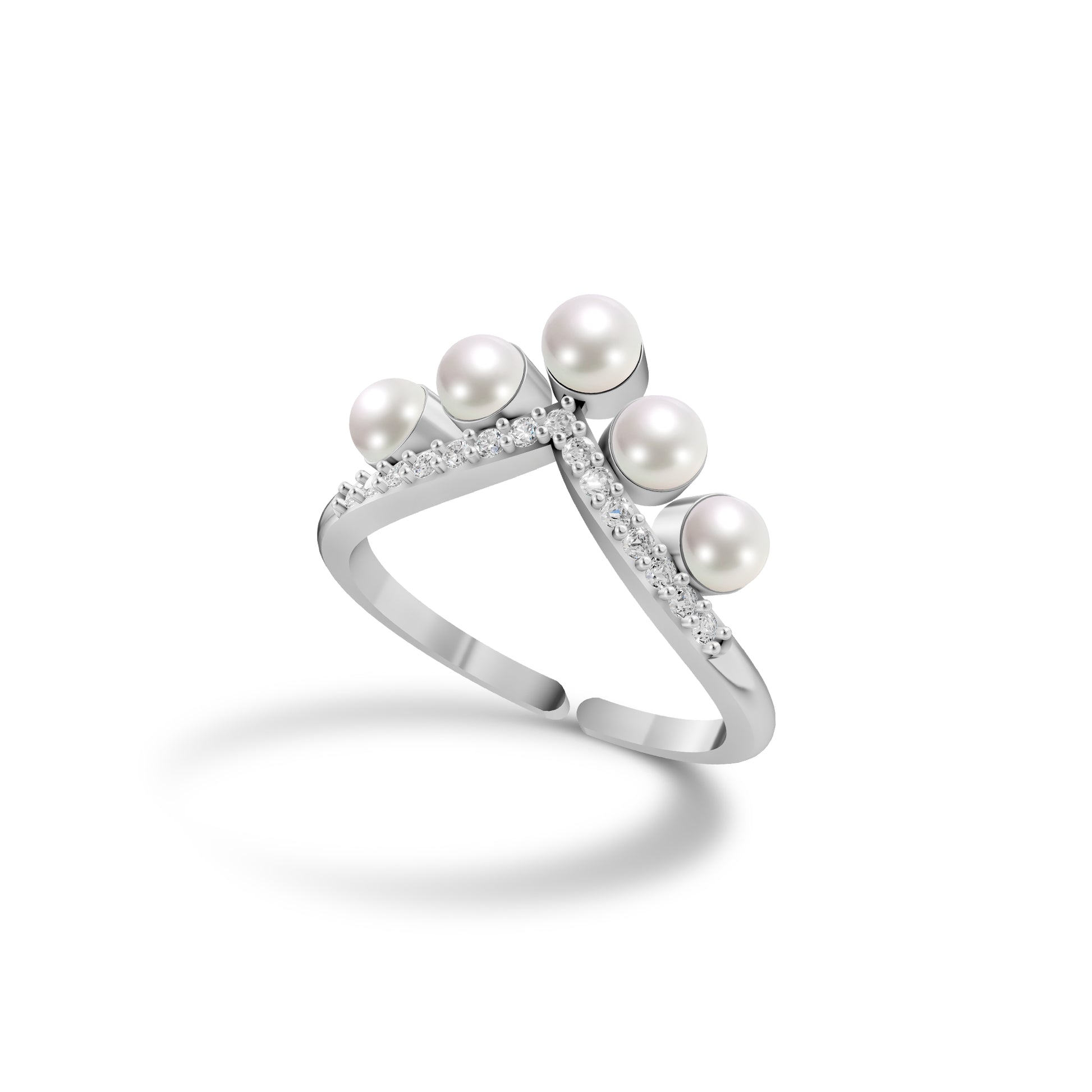 Tiara pearl 92.5 silver finger ring