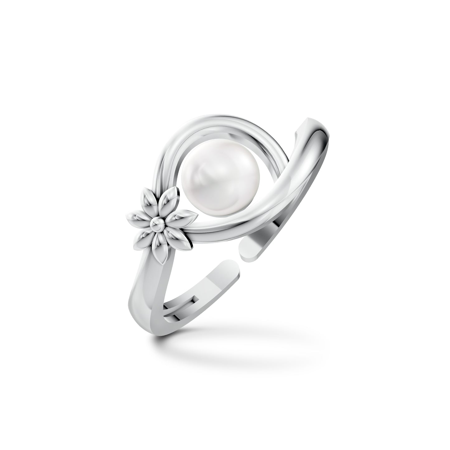 Wildflower Pearl & 92.5 Silver Finger Ring