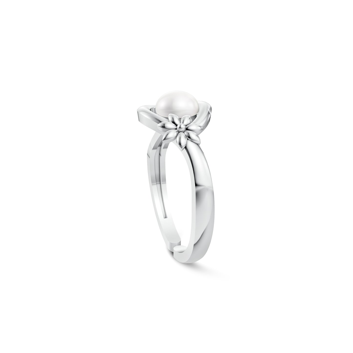 Wildflower Pearl & 92.5 Silver Finger Ring