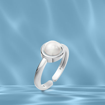 Elegant Pearl & 92.5 Silver Finger Ring