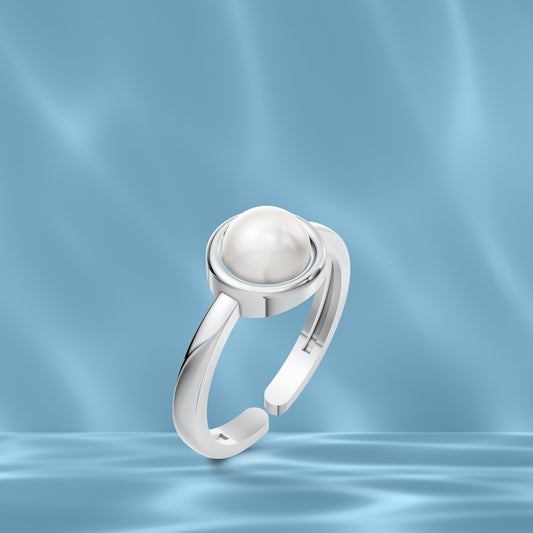 Elegant Pearl & 92.5 Silver Finger Ring