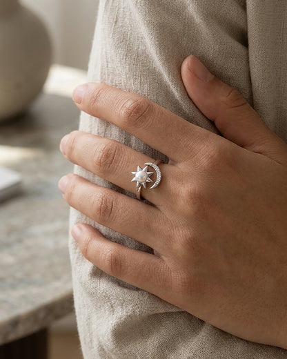 Syzygy pearl silver ring luxury jewelry finish