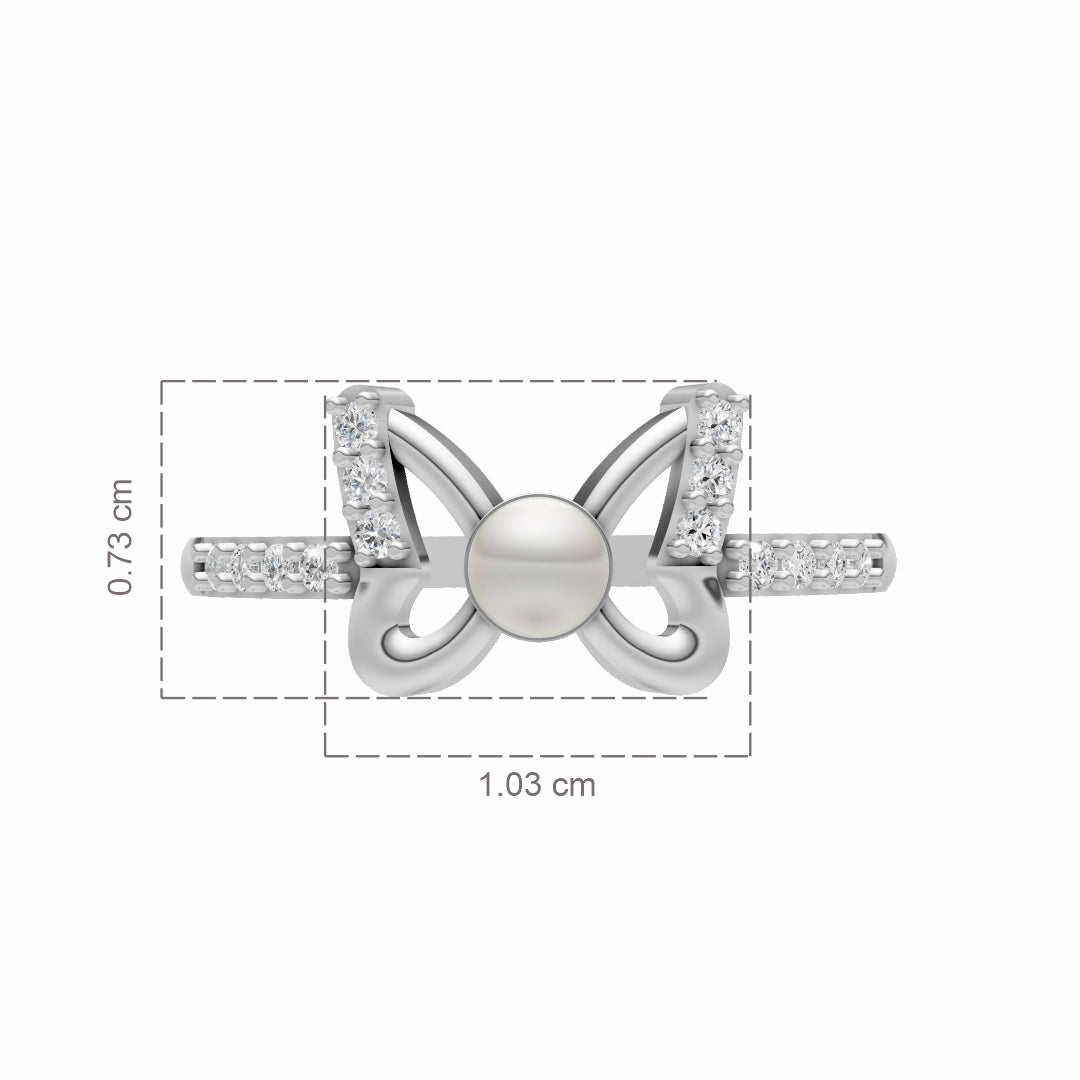 Flutter Pearl &  92.5 Silver Finger Ring