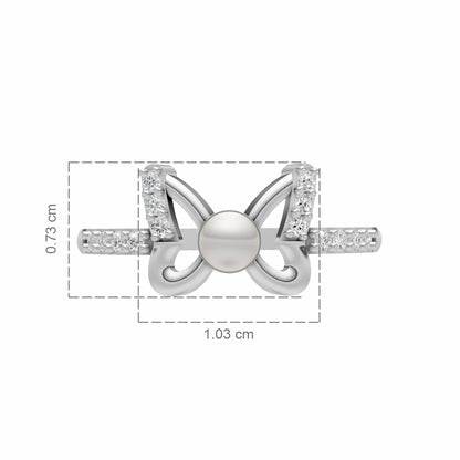 Flutter Pearl &  92.5 Silver Finger Ring