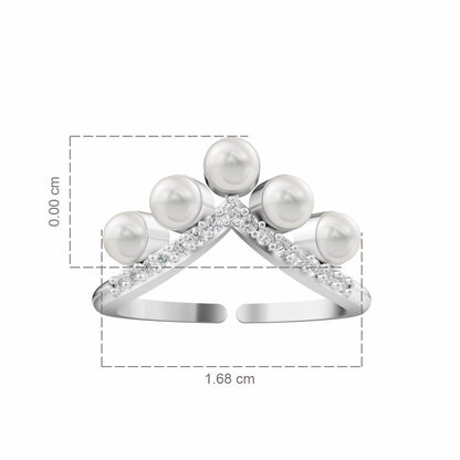 Tiara Pearl & 92.5 Silver Finger Ring