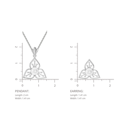 Tria Freshwater Pearl & 92.5 Silver Pendant Set