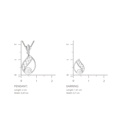 Rayli Freshwater Pearl & 92.5 Silver Pendant Set