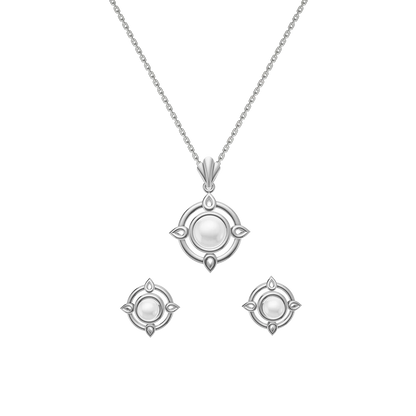 Aura Freshwater Pearl & 92.5 Silver Pendant Set
