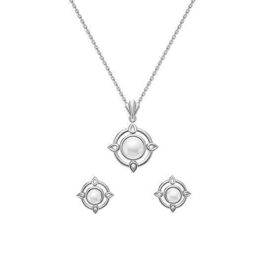 Aura Freshwater Pearl & 92.5 Silver Pendant Set