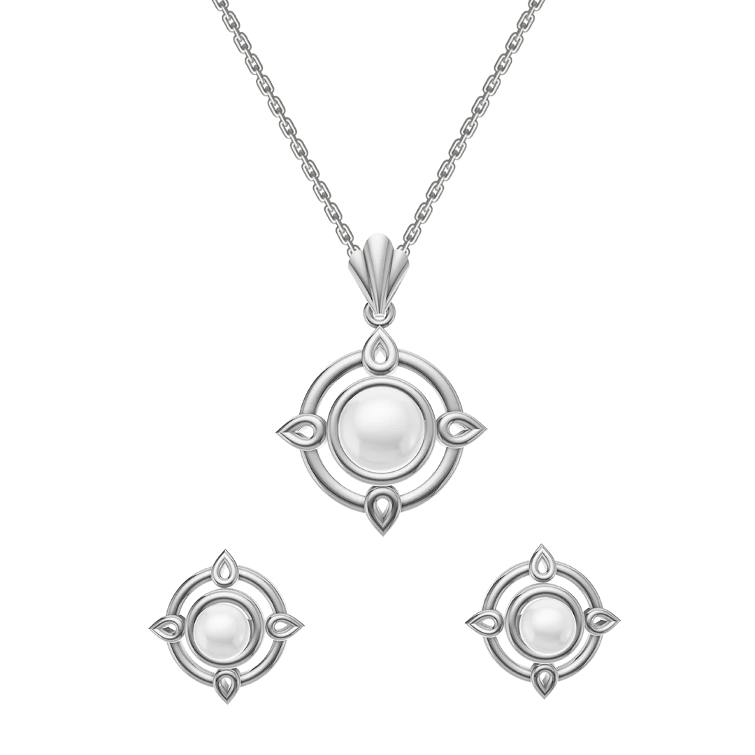 Aura Freshwater Pearl & 92.5 Silver Pendant Set