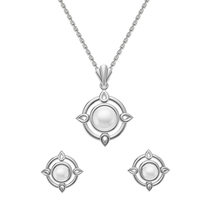 Aura Freshwater Pearl & 92.5 Silver Pendant Set